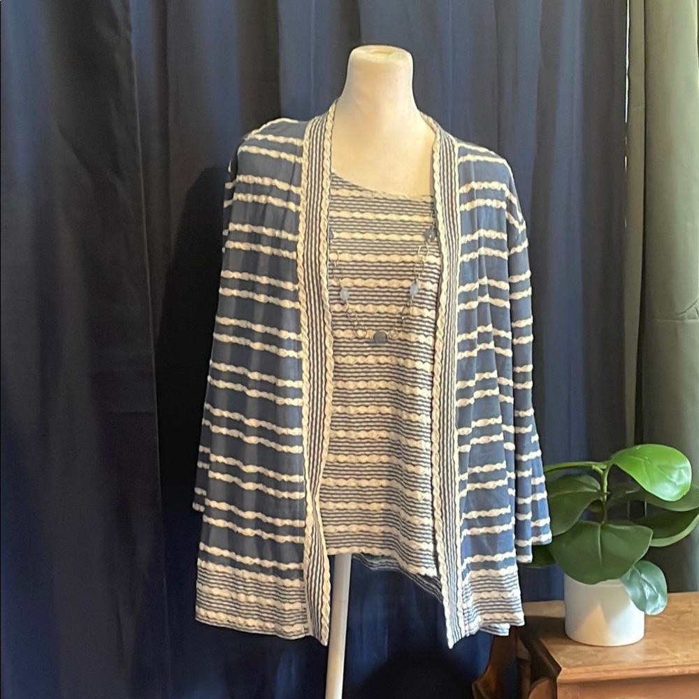 Alfred Dunner Blue and White Striped Womens top.